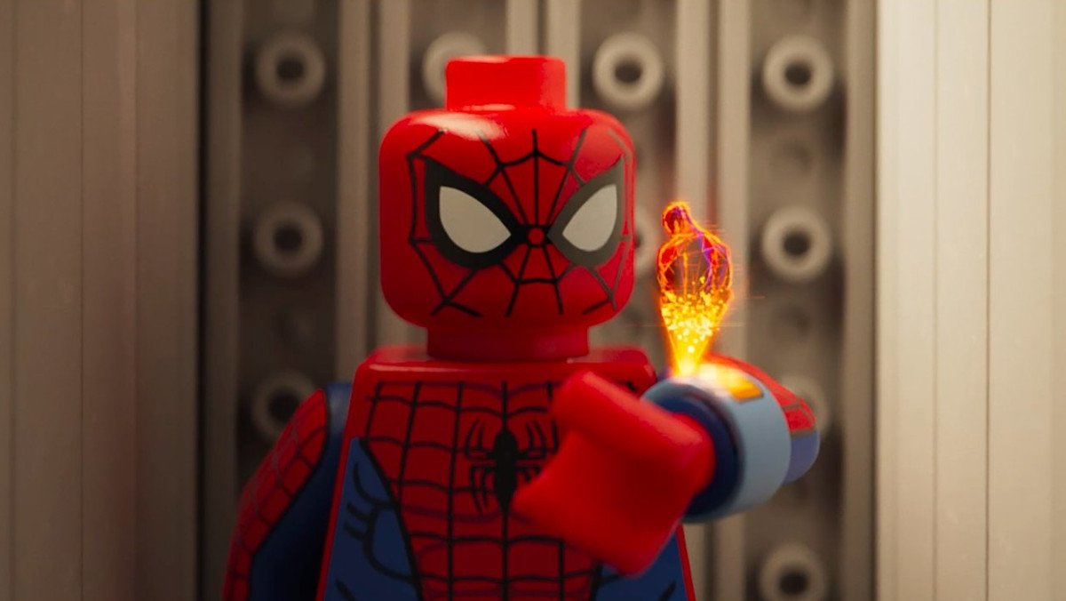 LEGO Spider-Man with a flame on his arm in Across the Spider-Verse