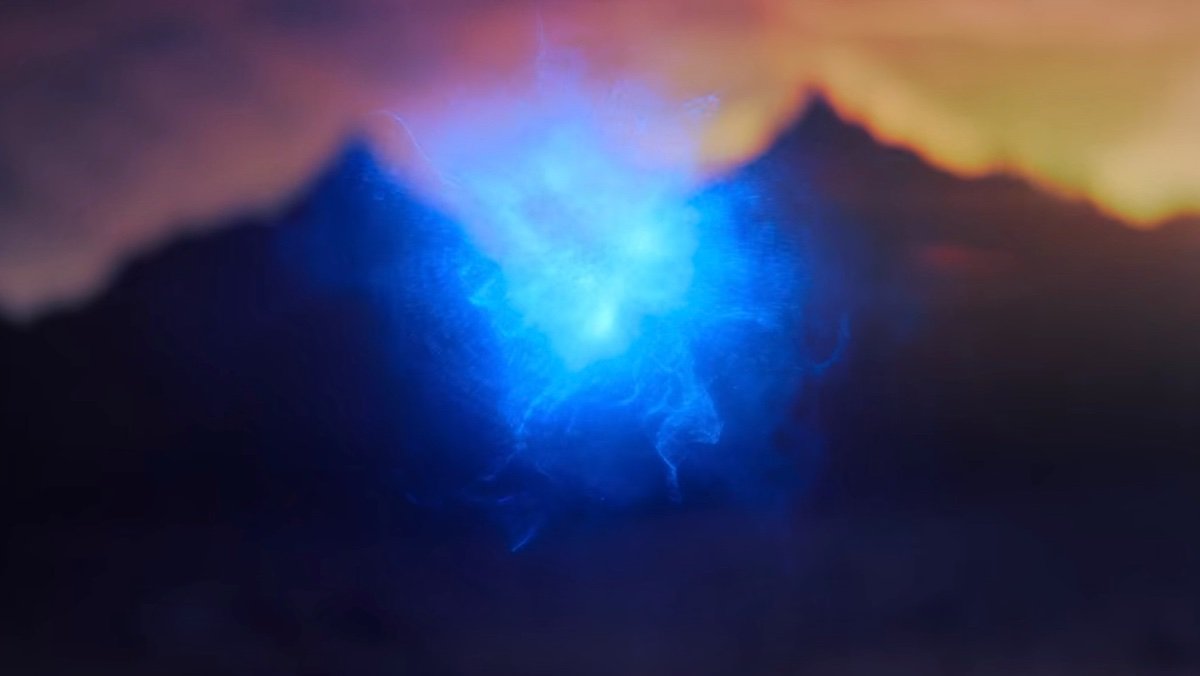 Floating blue celestial voice from The Witcher: Blood Origin