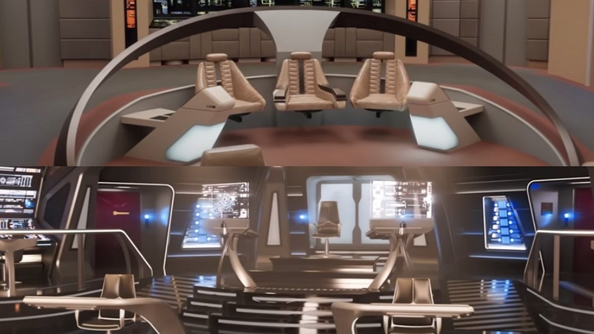 Digital recreations of the Enterpise-D and Enterprise-F bridge from Star Trek: Picard.