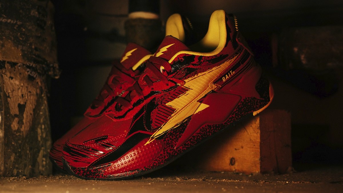 Beauty shot of Flash-inspired shoes by PUMA.