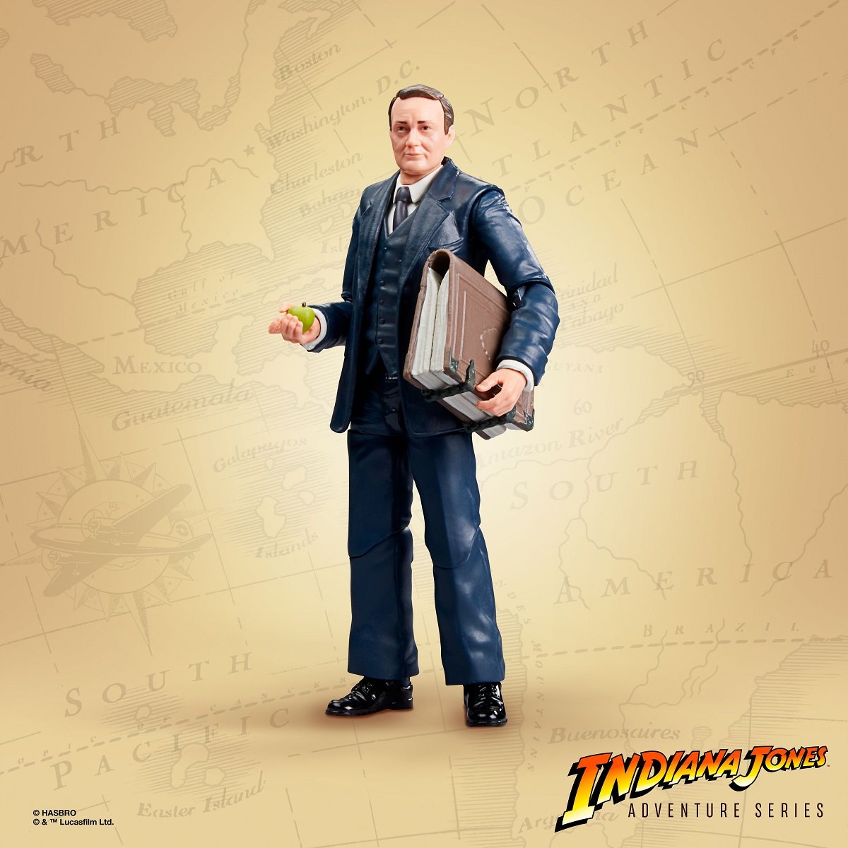 Marcus Brody action figure with history book.