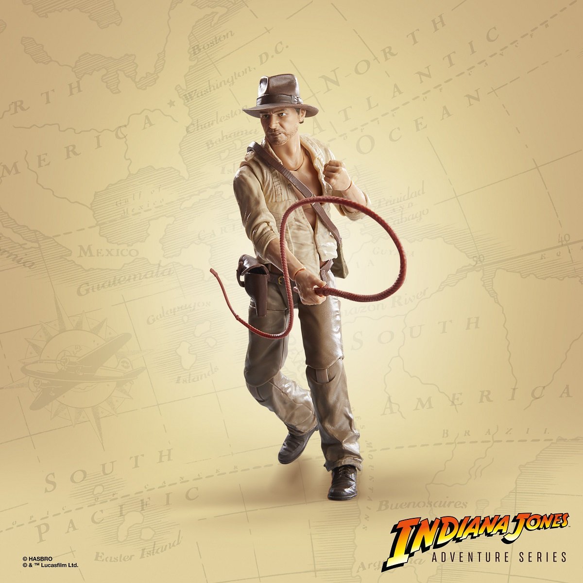 Indiana Jones Adventure Hasbro series Cairo Indy cracking his whip. 