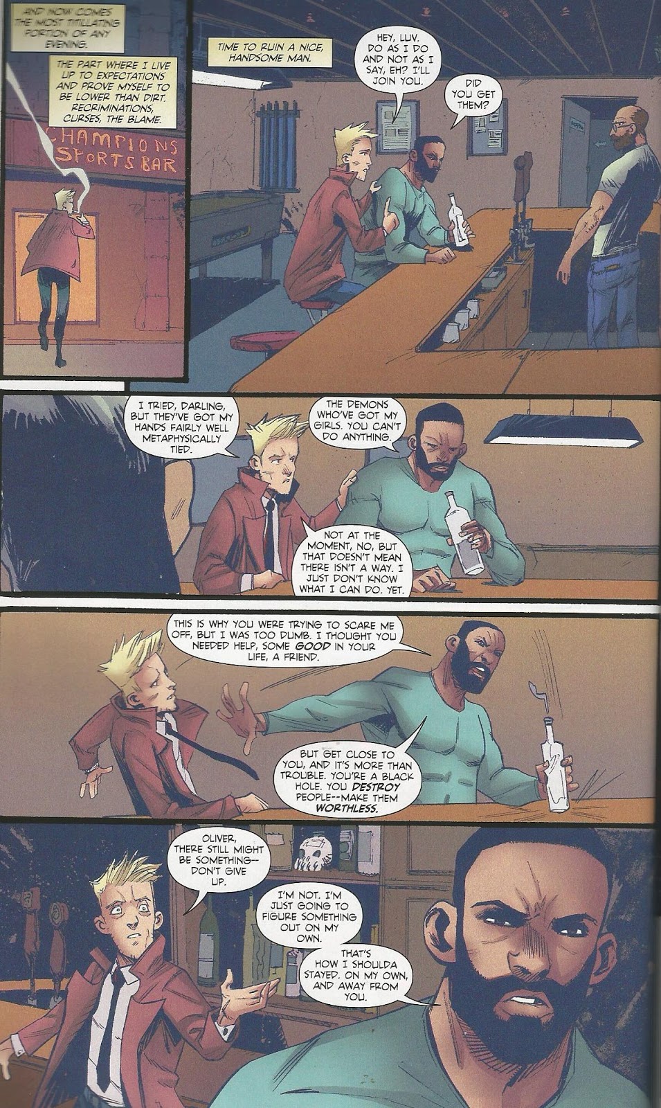 comic scene of john constantine and oliver from hellblazer 