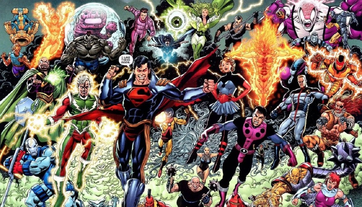 George Perez's version of all the main villains of the Legion of Super-Heroes.