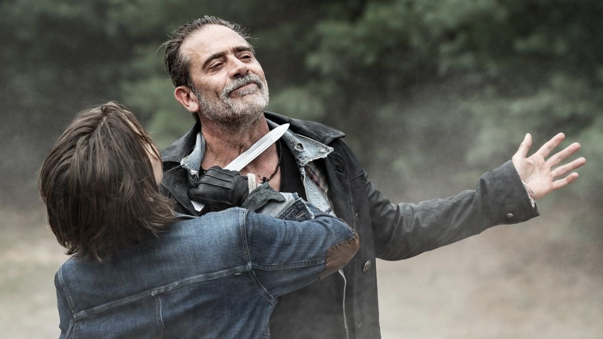 AMC+ with ads will allow people to stream TWD and more at lower cost. Maggie holds a knife to Negan's neck in the walking dead dead city. 
