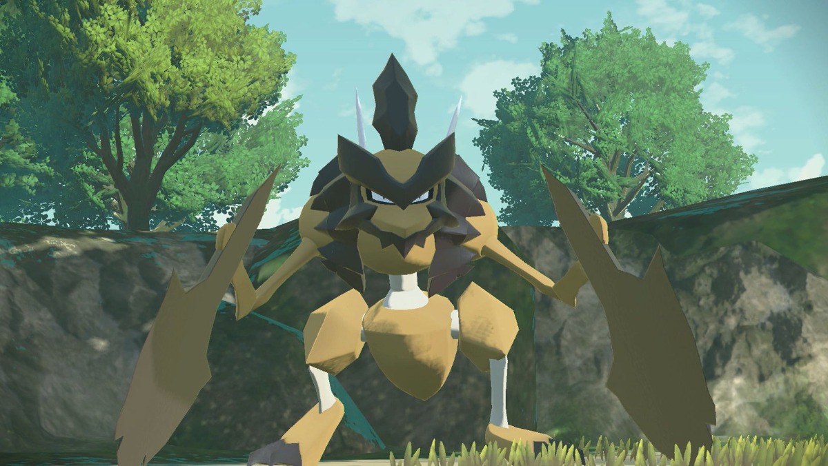 New Arceus Noble Pokemon Kleavor, a gold Pokemon with big axe like arms