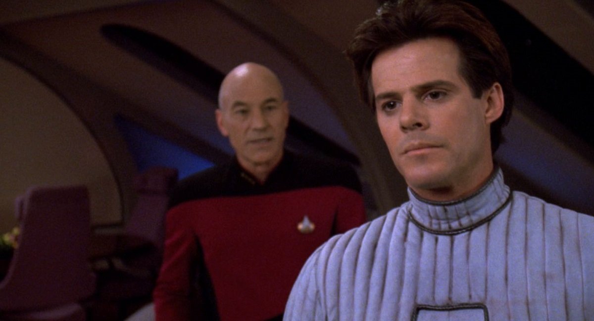 Picard and the man he believed to be his son, Jason Vigo, in the TNG episode Bloodlines. 