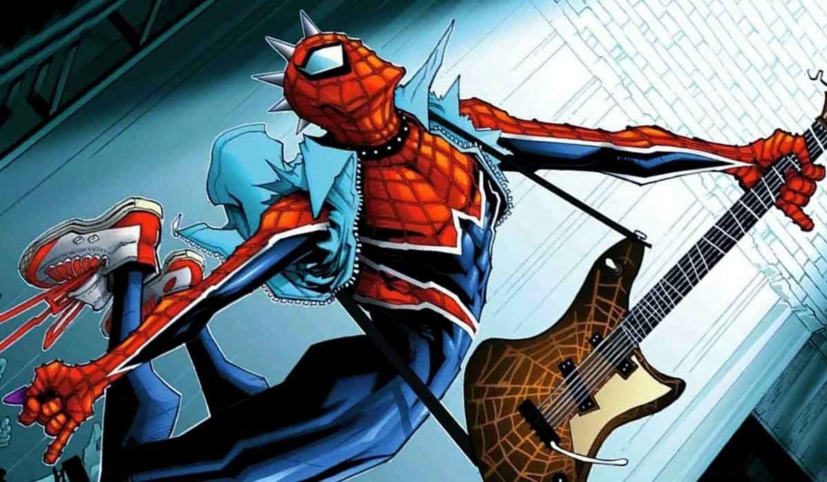 Spider-Punk rocks out in the Edge of the Spider-Verse event. 