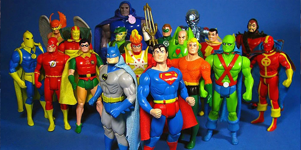 Action figures from the classic Kenner Toys Super Powers Collection.