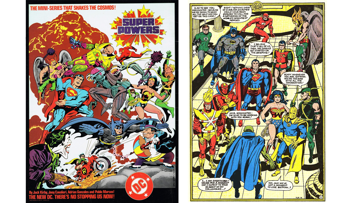 An ad and a panel from Jack Kirby's Super Powers comics from the '80s.