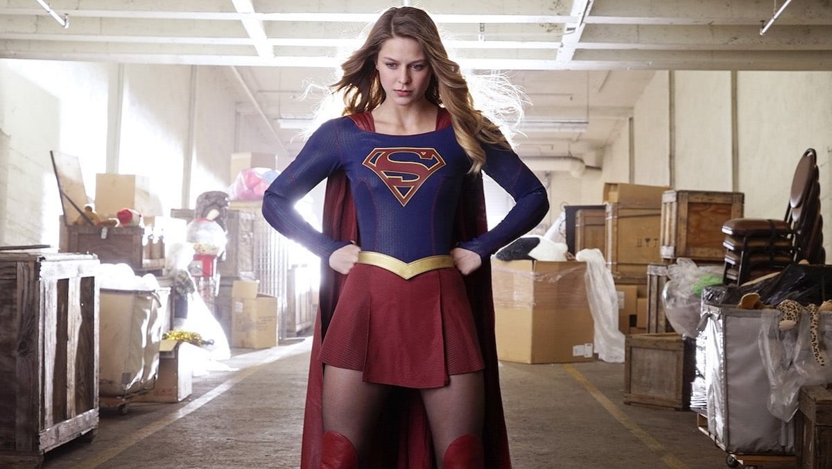 Melissa Benoist in her original Girl of Steel costume, from the CW's Supergirl.