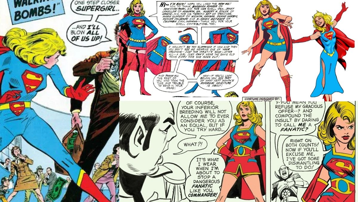 Various fan-made costumes of Supergirl's from the early 1970s. 