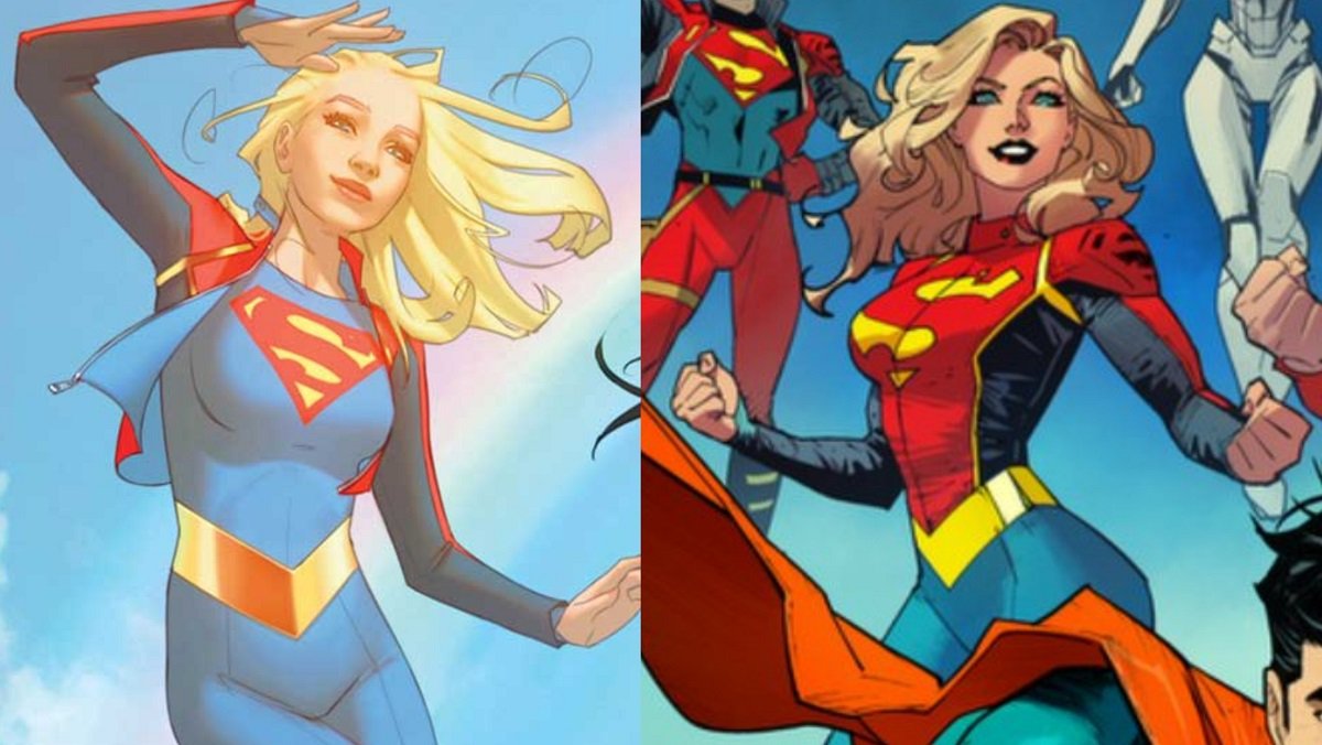 Supergirl's latest costume, which has no cape, a first for the character.