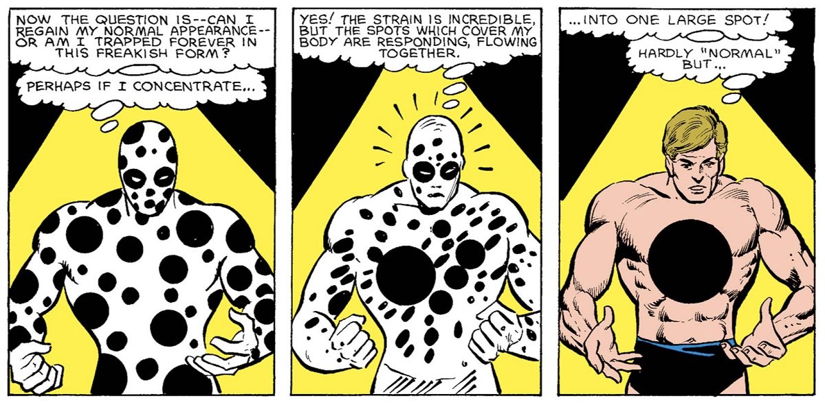 The Spot discovers his own powers in Spectacular Spider-Man #98 in 1985.