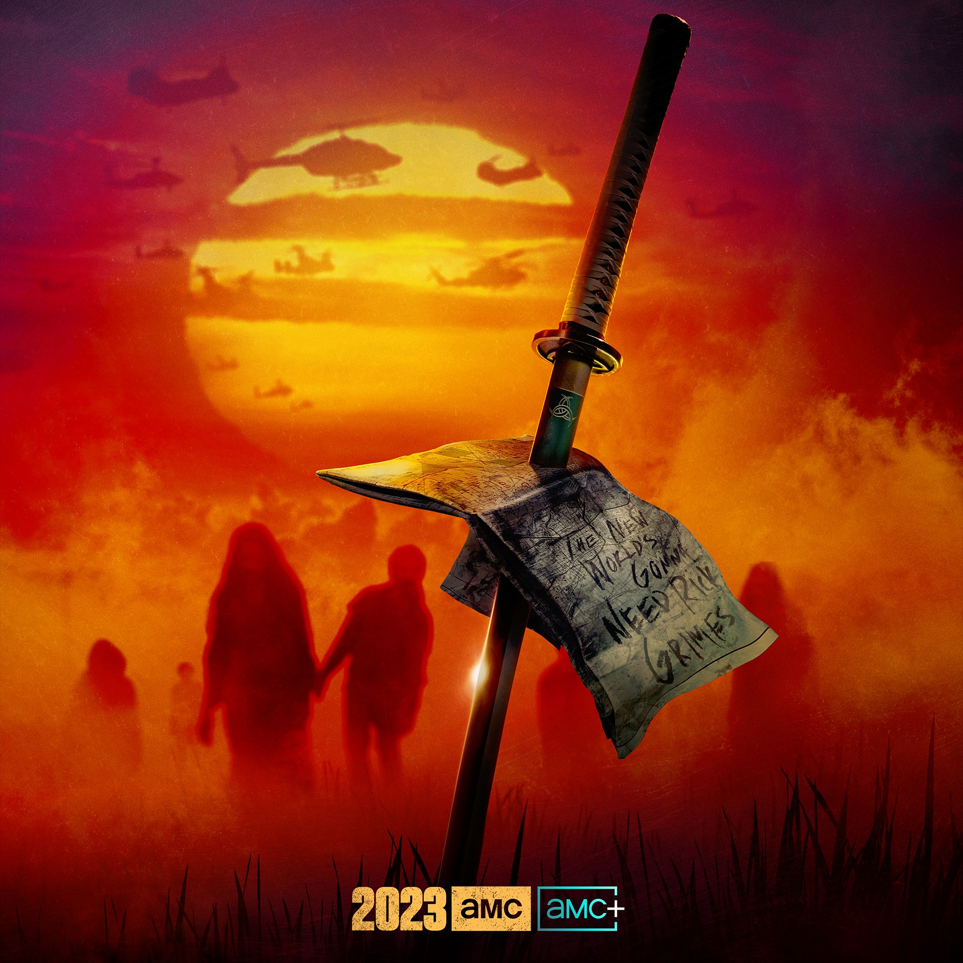 rick and michonne movie poster for 2023 the walking dead